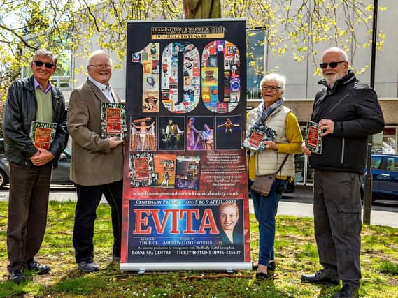 Members of the  Leamington and Warwick Musical Society have gathered outside the Royal Spa Centre to mark to launch of the book What We Did for Love, which marks the centenary of when the group was formed.