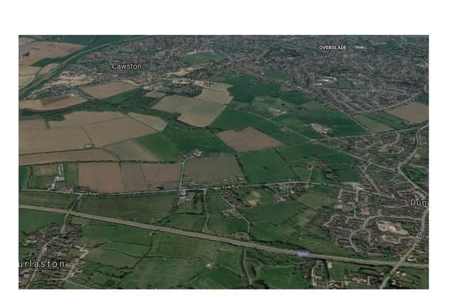 The South West Rugby site will cover the fields between Cawston, Bilton and Dunchurch, seen in the centre of this image.