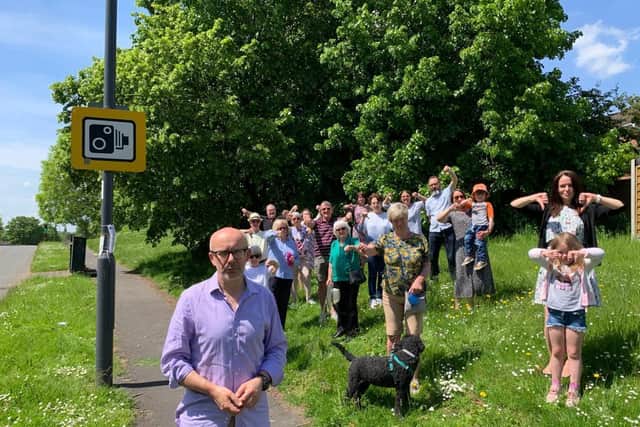 Warwick and Leamington MP Matt Western with some of the residents on the Woodloes who are against the plans for the new 5G mast. Photo supplied