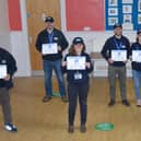 From left to right, the newly-commissioned Street Pastors are:
Leonardo Santiago, George Thurkettle, Alina Augustyniak ,
Ciprian-Beniamin Pop, Cristina Bardon Soriano, Jane Clarke and Peter Banks.