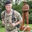 Robin Hood is pulling this 15-stone statue of a Second World War soldier for hundreds of miles to raise money for South West Scotland RnR.