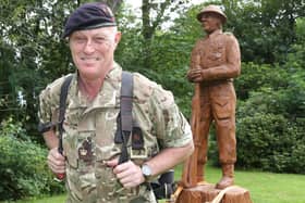 Robin Hood is pulling this 15-stone statue of a Second World War soldier for hundreds of miles to raise money for South West Scotland RnR.