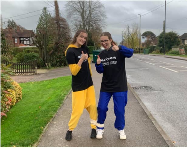 Two members of the Warwick Marrrow committee completing a three-legged 5km. Photo supplied