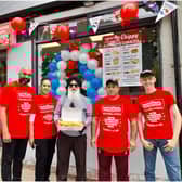 The Kineton Chippy. Pictured: Sukhpreet Singh, the chippy's owner, his wife, Juskiran Kaur, her father Makhan Singh, Nirmal Singh and Reece Ballinger)
