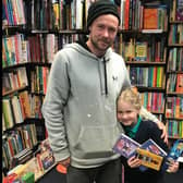 One of the many families who enjoyed a visit to Hunt's to choose books.