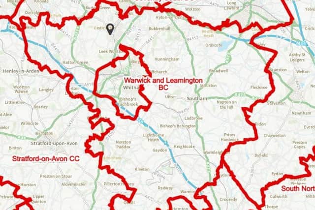Map of the proposed electoral boundary change for the Warwick and Leamington constituency.