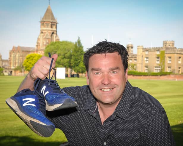 Housemaster and drama teacher Andy Chessell is ready to run.