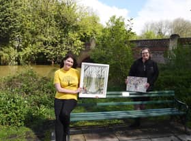 Art in the Park Festival director Kate Livingston (left) with Stephanie Green from AC Lloyd.