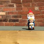 Ralph the Gnome is actually a model of two gnomes - an older gnome pushing a gnome child on a tricycle.