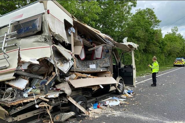 The camper van was destroyed in the crash