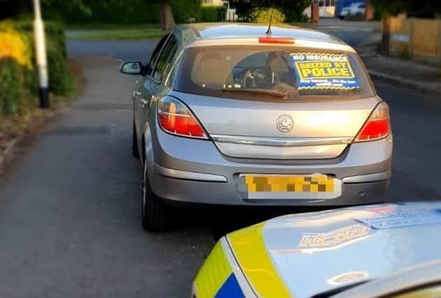 Police spotted this Vauxhall Astra in Wolston yesterday (Saturday) after it showed up on their records as having no insurance. Photo by OPU Warwickshire.
