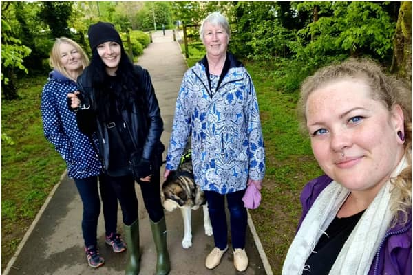 Val Pinfold, Jayne Davies, Rufio, Christine Bayliss and Roxy Peachey. Photo supplied