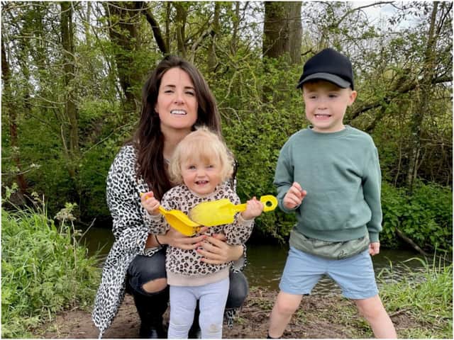 Laura Creane running with her children. Photo supplied