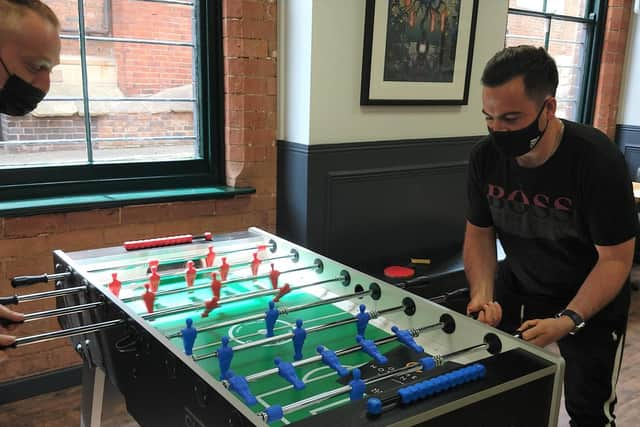 The football table. Photo by Loz Moore Photography.