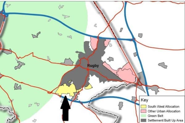 The yellow section shows where the South West Rugby development is set to be built.