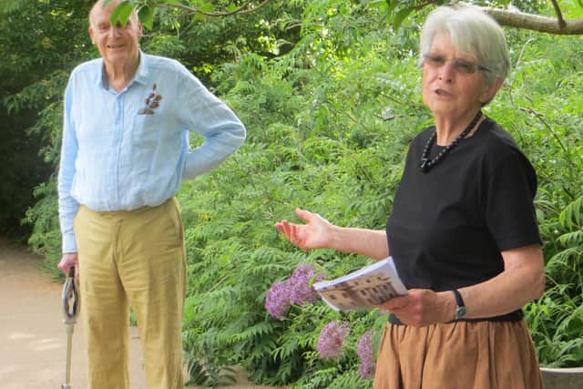 The Paulownia Tomentosum tree was planted in Jephson Gardens  and was ceremonially welcomed by members of the Leamington Society with a round of applause for Paul Edwards on his 95th birthday.
Committee member Ruth Bennion paid a fitting tribute to Paul for his lifelong achievements, both locally and nationally as landscape consultant to the National Trust.