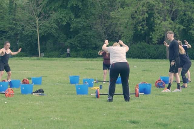 Martin Browne and Olivia Kreigenfeld lead one of the many sessions for their PT in the Park eight-week transformation programme.