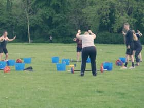 Martin Browne and Olivia Kreigenfeld lead one of the many sessions for their PT in the Park eight-week transformation programme.