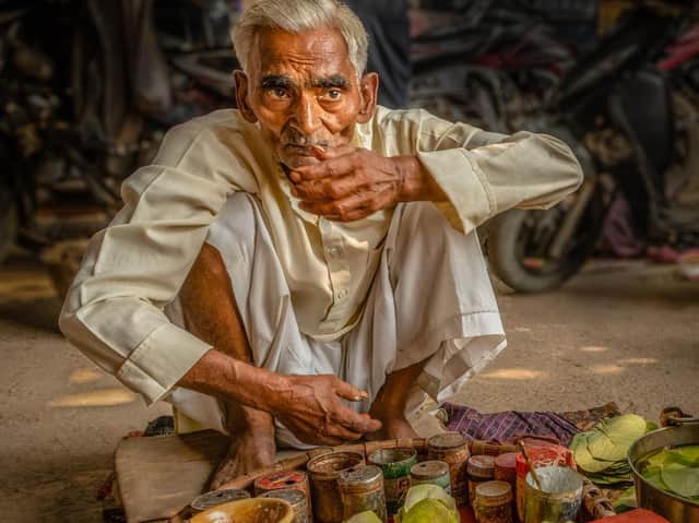 Betel Nut Vendor, Old Delhi by Roger Lickfold, came second in 2nd in Class C: Portraits.