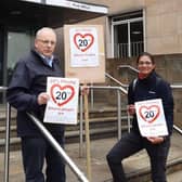 Alison Insley and town councillor Richard Dickson presented the petition at Shire Hall in Warwick today.