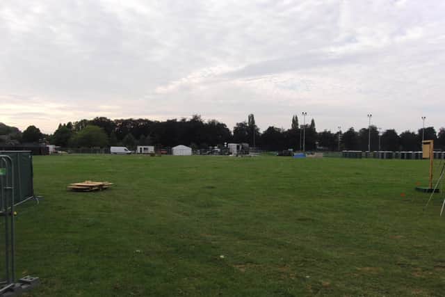Pub in the Park is currently being set up in St Nicholas Park in Warwick. Photo by Geoff Ousbey.