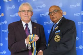 David Brain hands the chain of office to his successor President Paul Jaspal. Photo supplied