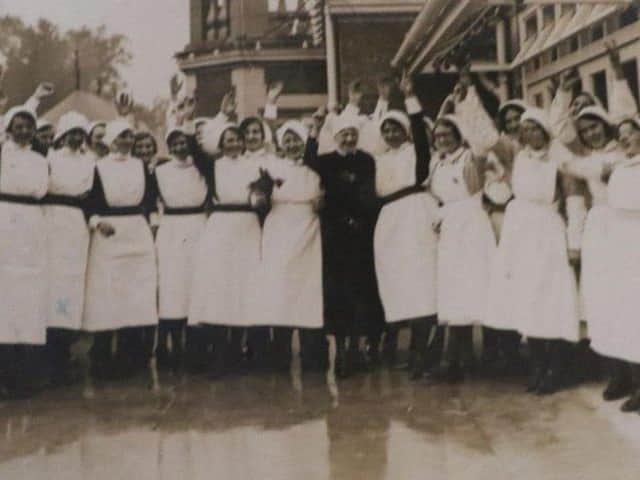 Nurses at St Cross - probably photographed in the early 20th century.