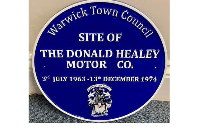 A blue plaque has been unviled at Healey Court in Coten End, to mark the site of the Donald Healey Motor Company.