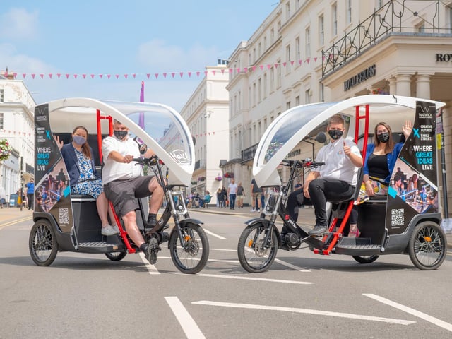 Two rickshaws will be offering shoppers free, environmentally-friendly rides from July 8-12.