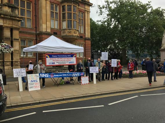 Health campaigners held a rally in Leamington - both to celebrate the NHS’s 73rd birthday and to protest against the lack of answers over the town's proposed 'Mega-Lab'.