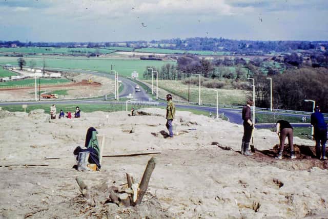 During the dig: The view from Blacklow Hill over to the new traffic roundabout (photo taken by Rob Steward, Kenilworth History and Archeology Society).