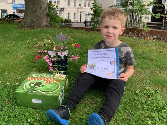 The Under 5's winner of the Southam in Bloom Potty Planters competition Jimmy Mounteney.