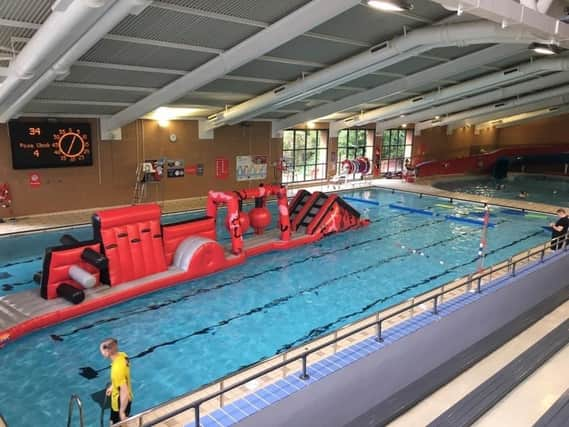 The swimming pool at Newbold Comyn Leisure Centre.