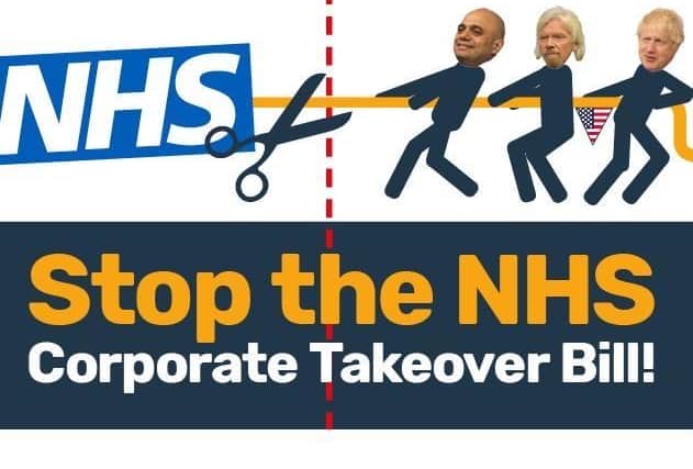 Stop the NHS Corporate Takeover Bill graphic.