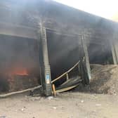 The fire at the recycling plant in Ettington. Photo by Warwickshire Fire and Rescue