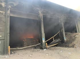 The fire at the recycling plant in Ettington. Photo by Warwickshire Fire and Rescue