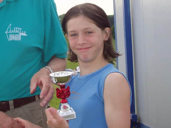Kimberley Woods receiving a Division 1 trophy at Holme Pierrepont in 2008