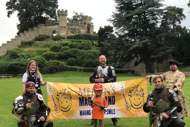 Zachy Whitmore started out at the Sea Life Centre / LEGOLAND Discovery Centre in Birmingham at 8am on July 12 and finished just before 5pm at Warwick Castle, where he was greeted by Warwick Castle staff and characters. Photo supplied
