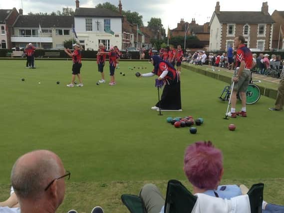 Disability bowls star Khalila Hussain in action in Leamington.