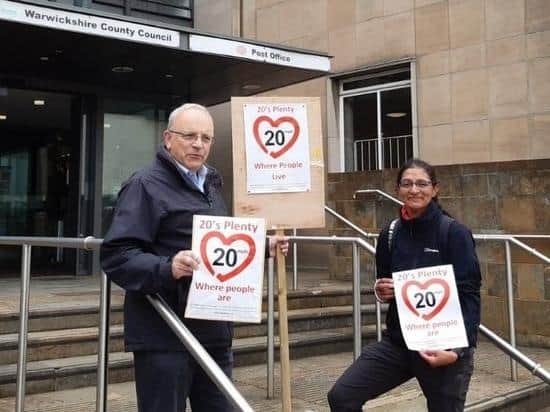 Kenilworth Liberal Democrat district and town councillor Richard Dickson campaigner Alison Insley launched a petition calling for a wider 20mph area in central Kenilworth "to improve safety for all road users".