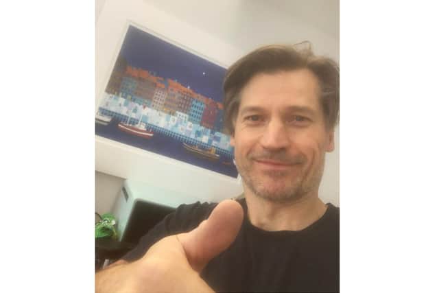 Actor Nikolaj Coster-Waldau, who played Jamie Lannister, was given a print of one of Mark Kaiser's pieces of work - a painting of Nyhavn, Copenhagen. Photo supplied