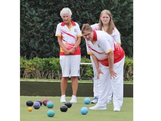 Liz Wooding, Abbie Ward and Heather Mills in their Johns Trophy game