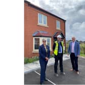 Pictured at the Cricketers; Warwick District Council’s head of housing Lisa Barker, AC Lloyd site manager Dave Alcock and councillor Jan Matecki. Photo supplied