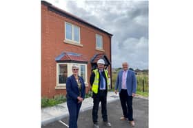 Pictured at the Cricketers; Warwick District Council’s head of housing Lisa Barker, AC Lloyd site manager Dave Alcock and councillor Jan Matecki. Photo supplied