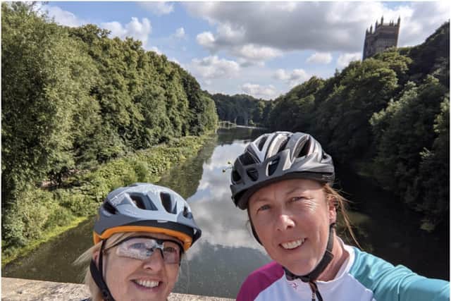 Sally Morris and her cousin Helen Venn have been taking on a cycling challenge. Photo supplied
