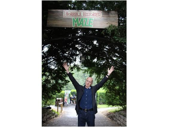 Terry Deary, Author of Horrible Histories explores the Horrible Histories Maze and its new Vile Victorians section. Photo by Warwick Castle