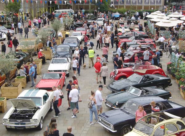 Visitors poured into Market Place for the town's popular classic car show, organised by the Warwick Court Leet.