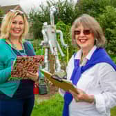 Maggie Field, Kenilworth Town Clerk and Lily Brownjohn, secretary for the Kenilworth Allotment Tenant’s Association, judge the scarecrows before the Odibourne Allotment site Open Day event on Sunday (August 22).