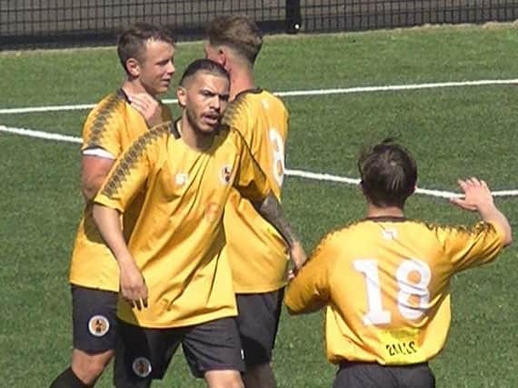 Goal celebrations pre-season - but Racing Club Warwick were unable to score against Highgate in their opening league game and must wait until August 28th for their chance to put points on the board