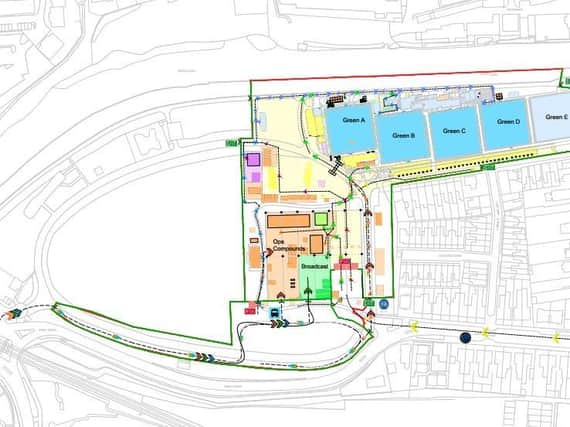 Plans for the 'Bowls Zone' in Victoria Park, Leamington, which will host the bowls and parabowls tournaments at the Birmingham 2022 Commonwealth Games.